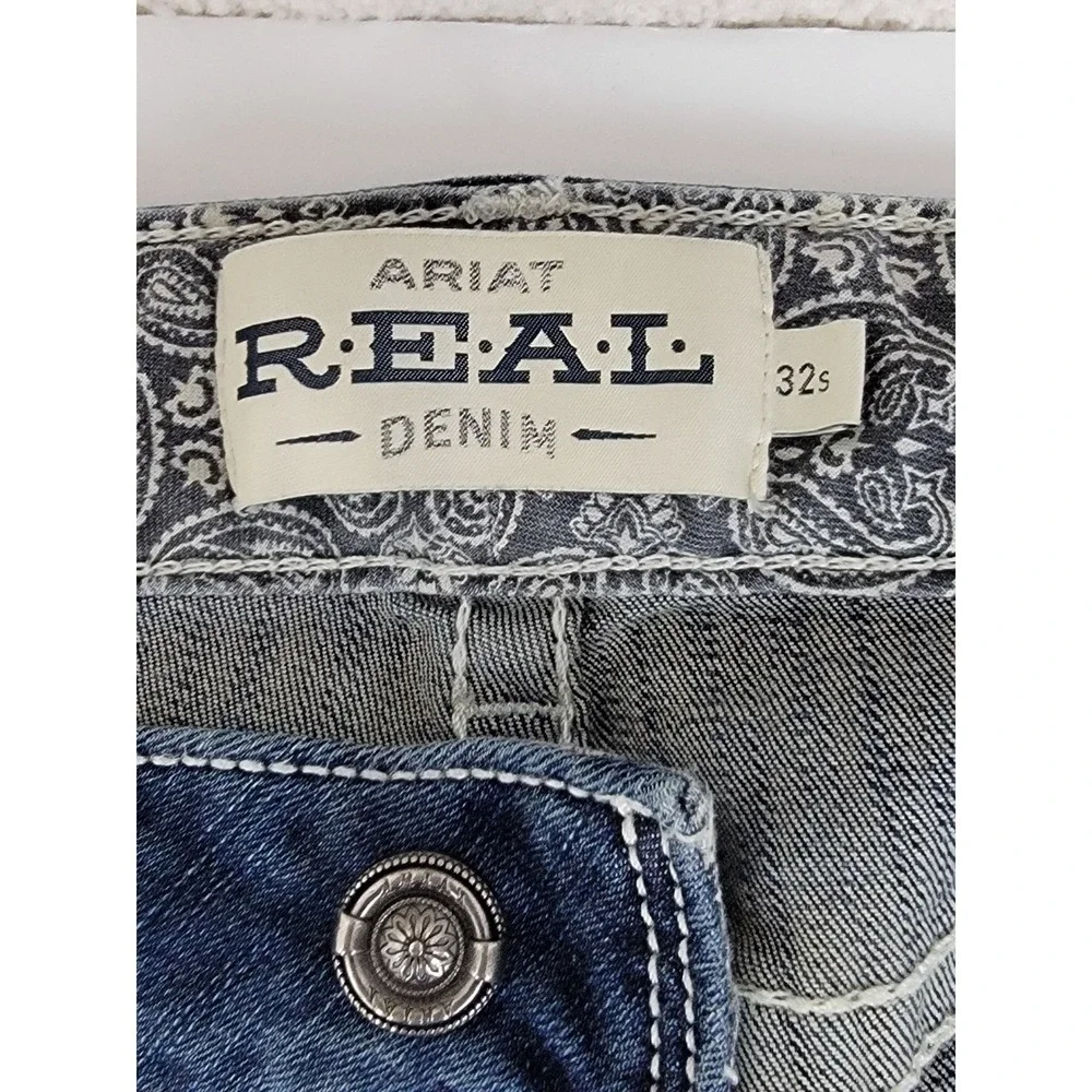 Ariat REAL Women's 32S Mid Rise Entwined Marine Bootcut Cowgirl Equestrian Jeans
